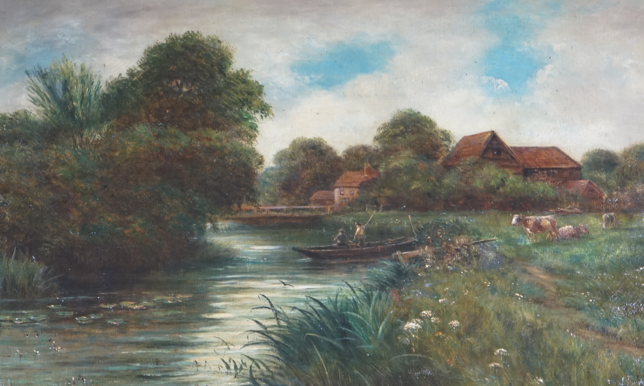 S A Galton (19th / 20th. C), oil on canvas, ‘Time at Goring’, signed and dated '05, 39 x 59cm, gilt framed. Condition - fair